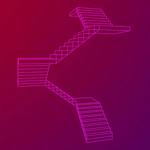 Escaleras de Wireframe, escaleras interiores escalones — Archivo Imágenes Vectoriales