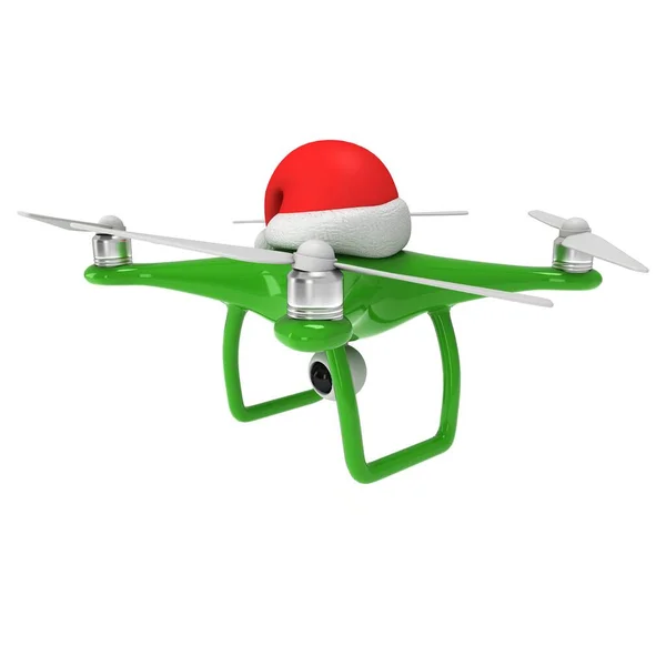 Télécommande drone d'air avec caméra vidéo d'action et chapeau de Noël — Photo