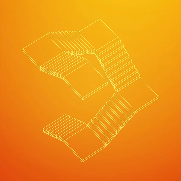 Escaleras de Wireframe, escaleras interiores escalones — Vector de stock