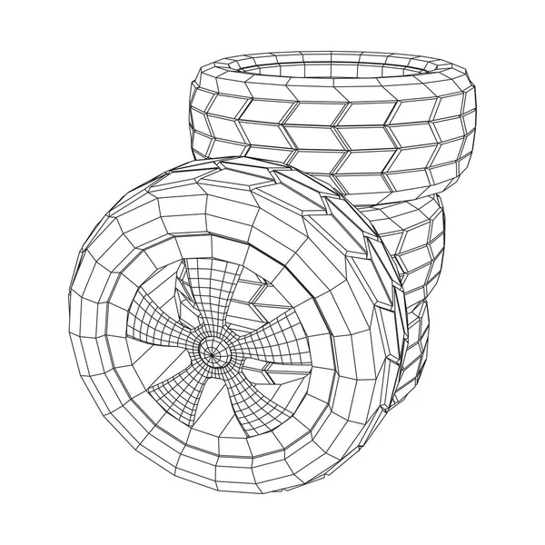 Auto rubber autoband en velg — Stockvector