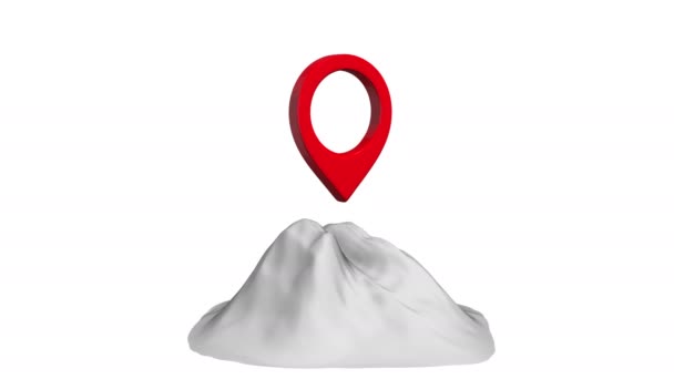 Geo mapa pin na vrcholu vrcholu hory — Stock video
