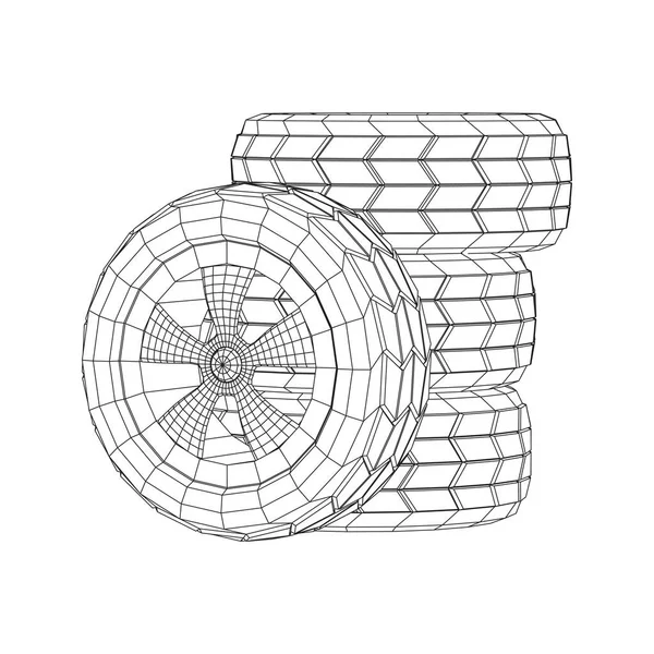 Neumático y llanta de automóvil de goma — Archivo Imágenes Vectoriales