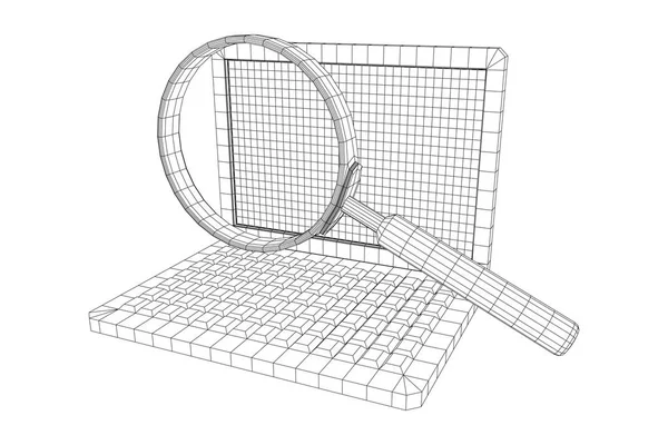 Vergrootglas voor het laptopscherm — Stockvector