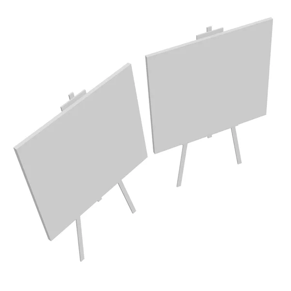 Cavalete branco em branco com tela — Fotografia de Stock