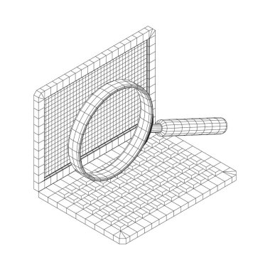 Dizüstü bilgisayarın önündeki büyüteç