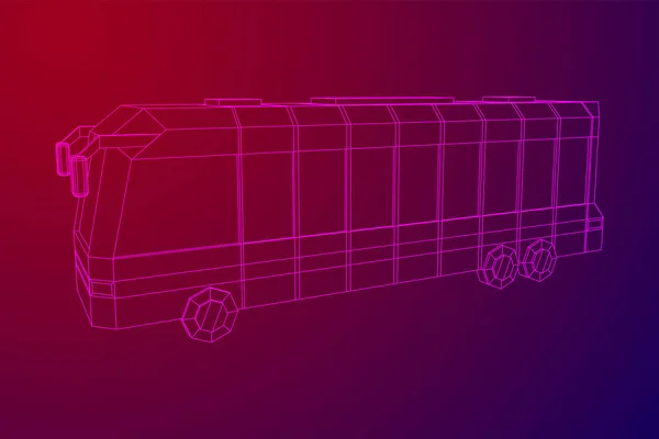Stadsbus. Wireframe vector met lage poly mesh — Stockvector