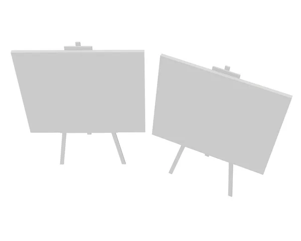 Cavalete branco em branco com tela — Fotografia de Stock