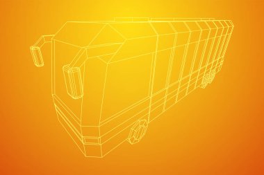 Şehir otobüsü. Kablo çerçevesi düşük poli ağ vektörü