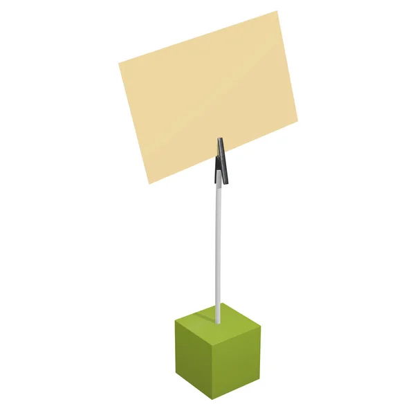 Message holder. Card holder with clip and note on cube base — Stock Photo, Image