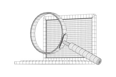 Dizüstü bilgisayarın önündeki büyüteç