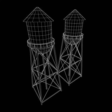 Su kulesi. Endüstriyel inşaat vektörü