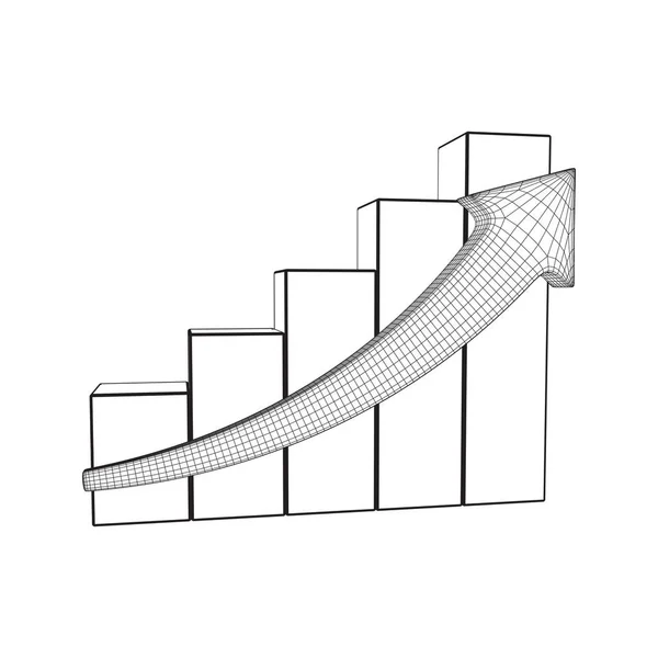 Bar diagram med pil växa, diagram, affärsidé. — Stock vektor