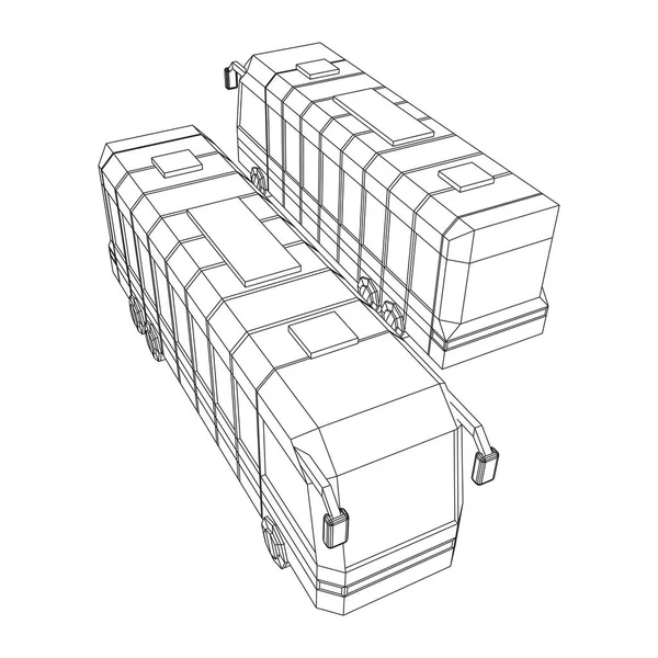 Stadtbus. Drahtgitter-Vektor mit niedrigem Poly-Netz — Stockvektor