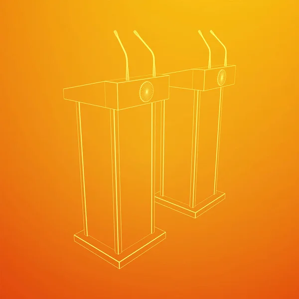 Speaker Podium Wireframe — Stockvector