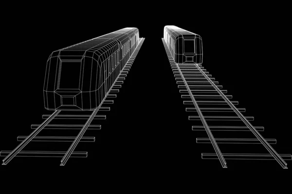 Высокоскоростной поезд в движении. Векторное отображение 3d. Стиль е-кадра — стоковый вектор