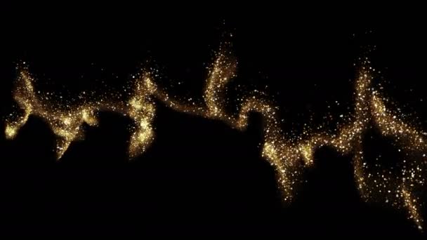Cielo d'oro. Particelle astratte di polvere di stelle smokey wave . — Video Stock