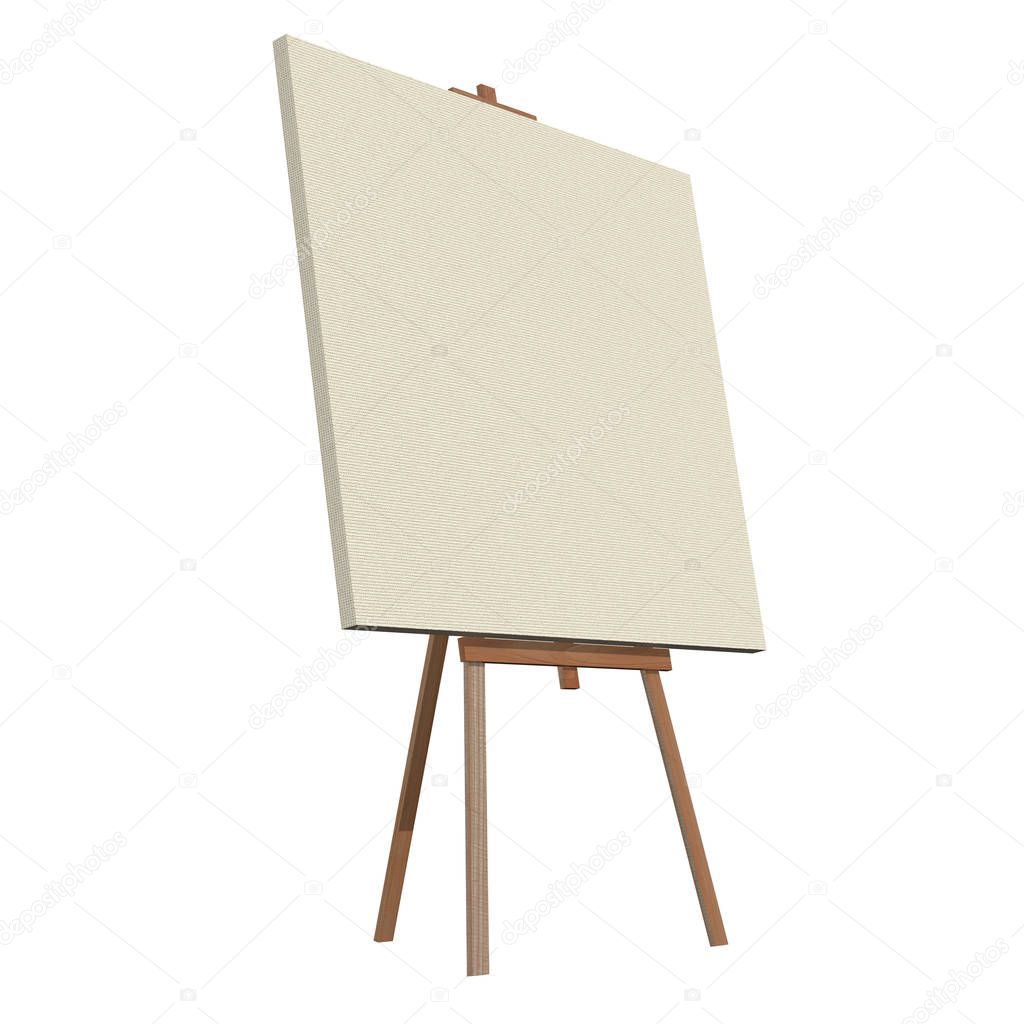 Blank wood easel with canvas