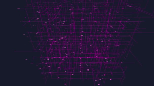 大きなデータの可視化。Hud グリッド コーナー モーション背景. — ストック動画