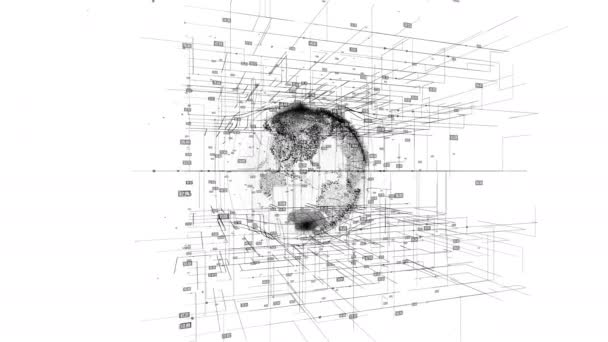 Visualisation Big Data avec la Terre numérique. HUD grille coins mouvement arrière-plan .
