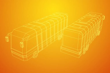 Şehir otobüsü. Kablo çerçevesi düşük poli ağ vektörü