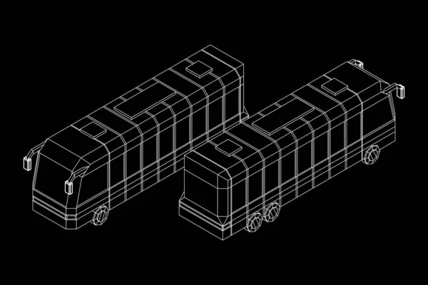 Autocarro da cidade. Wireframe vetor de malha poli baixa — Vetor de Stock