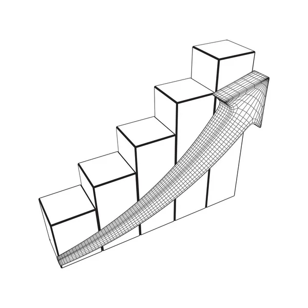 Balkendiagramm mit Pfeil wachsen, Diagramm, Geschäftskonzept. — Stockvektor