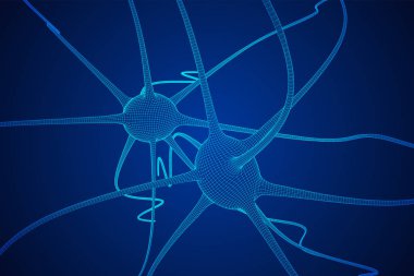 Neuron system wireframe mesh model. clipart