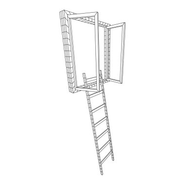 Açık pencereli merdiven. İş kavramı fırsatta.