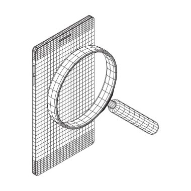 Büyüteçle akıllı telefon mobil dokunmatik ekran görüntüsü