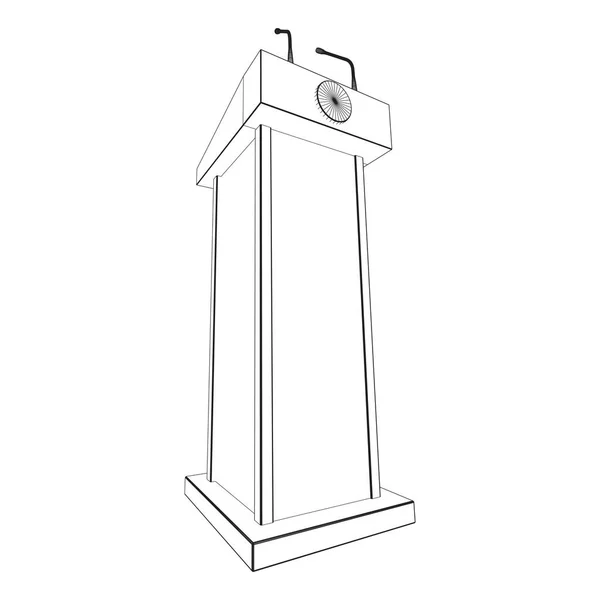 Speaker Podium Wireframe — Stock Vector