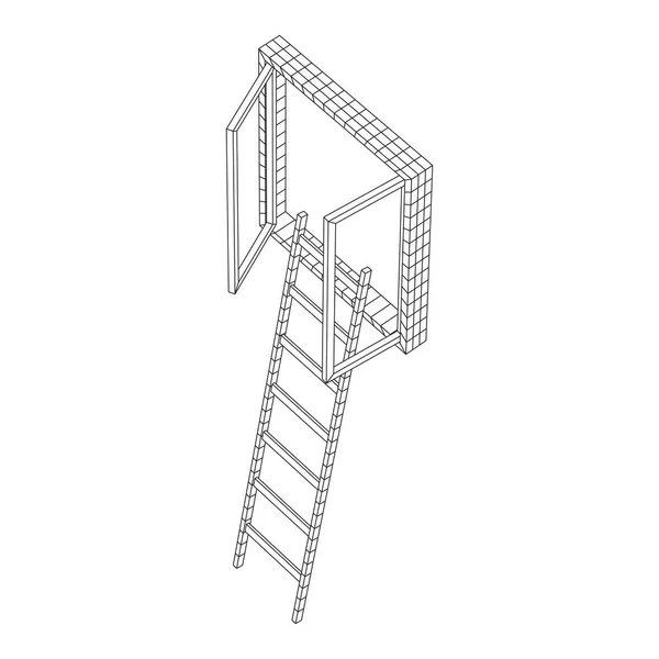 Лестница с открытым окном. Бизнес-концепция в возможности . — стоковый вектор