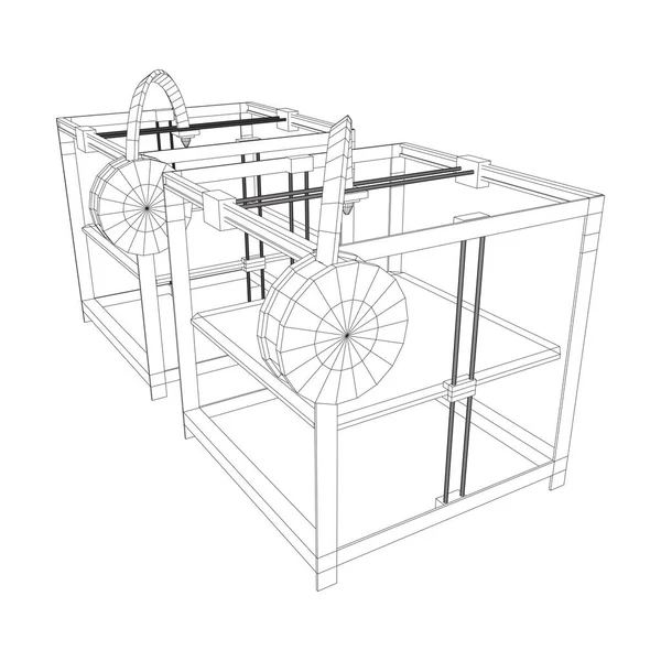 Drahtgestell für 3D-Drucker — Stockvektor