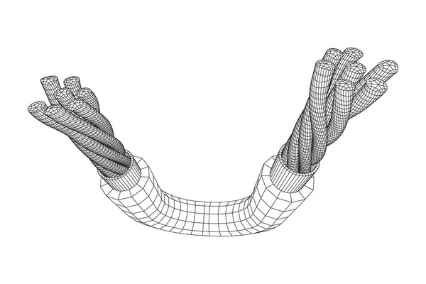 Elektrisk kabel wireframe — Stock vektor