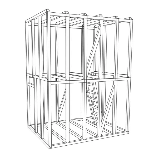 Wireframe framing house — Stock Vector