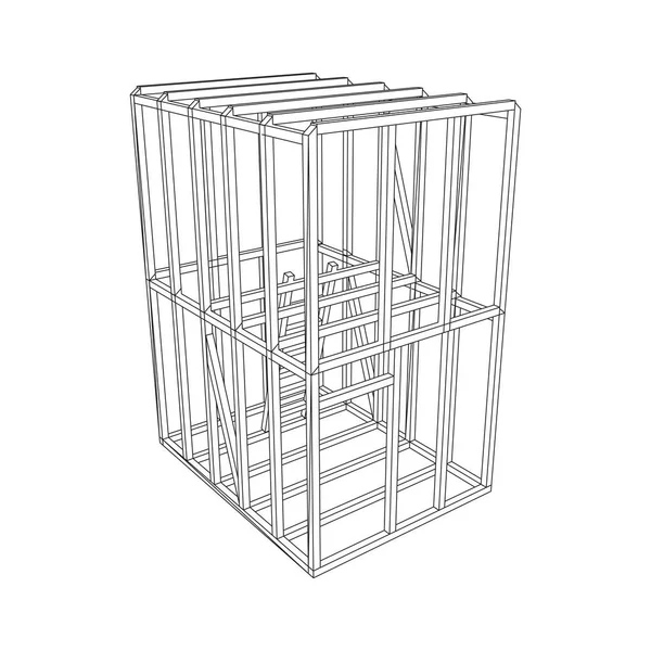 Casa de encuadre Wireframe — Archivo Imágenes Vectoriales