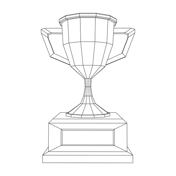 Winner trophy cup. Wireframe vector illustration — Stock Vector