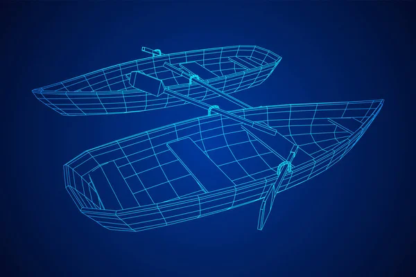 Ruderboot mit Paddeln — Stockvektor