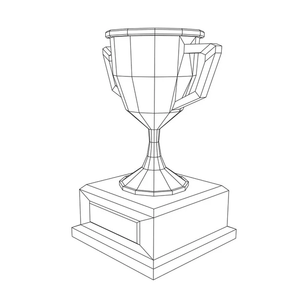 Trofeo vincente. Illustrazione vettoriale wireframe — Vettoriale Stock