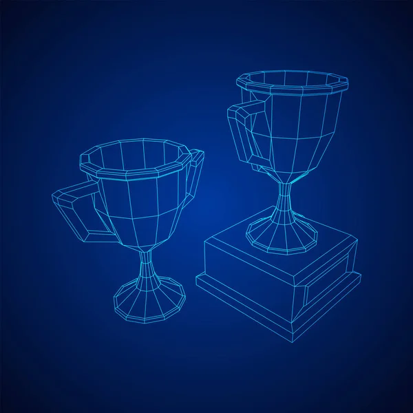 Vainqueur du trophée. Illustration vectorielle Wireframe — Image vectorielle