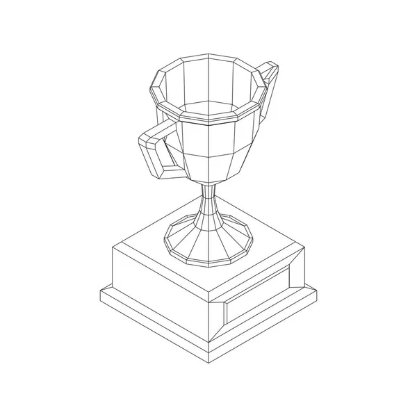 Vainqueur du trophée. Illustration vectorielle Wireframe — Image vectorielle