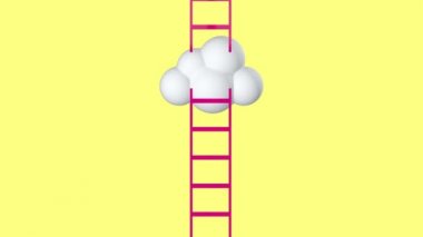 Next level with clouds towards the sky and tall ladders