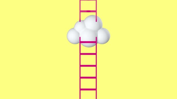 Next level with clouds towards the sky and tall ladders — Αρχείο Βίντεο