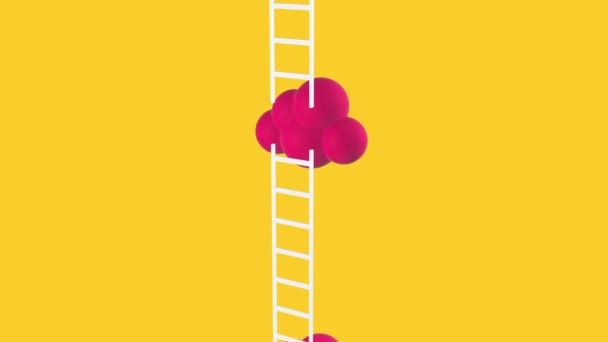 Next level with clouds towards the sky and tall ladders — Stok video