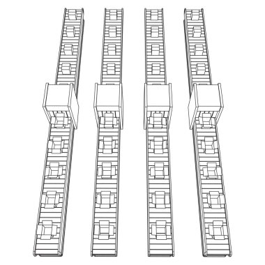 Kutuları açık olan taşıyıcı bant bölümü