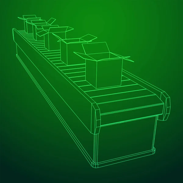 Dopravníkový pás s otevřenými boxy — Stockový vektor