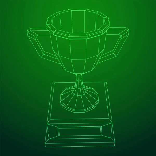 Copa de trofeos ganadora. Ilustración de vectores Wireframe — Archivo Imágenes Vectoriales