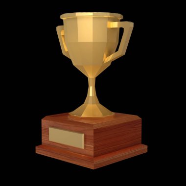 Winner trophy gold low poly cup.