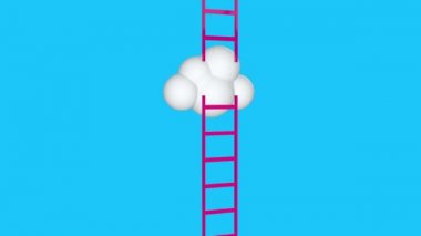 Next level with clouds towards the sky and tall ladders