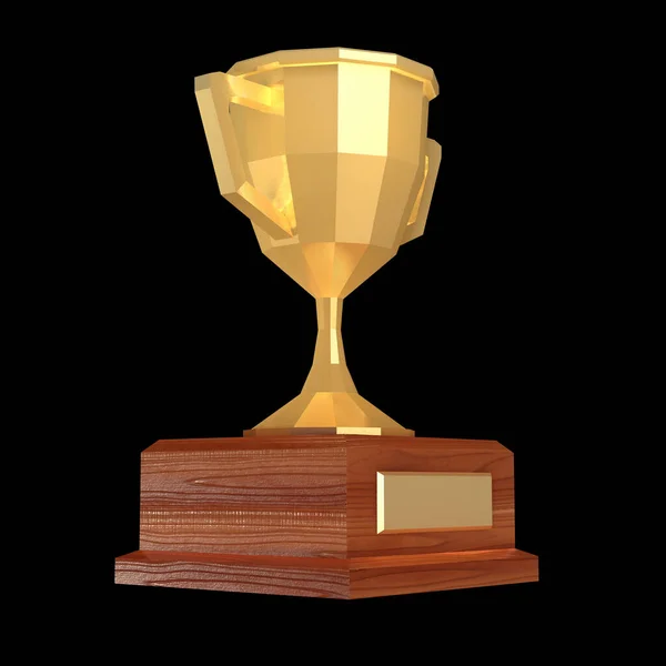 Winner trophy gold low poly cup. — Stock Photo, Image