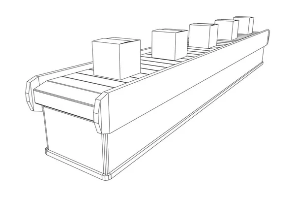 Förderbandabschnitt mit offenen Boxen — Stockvektor
